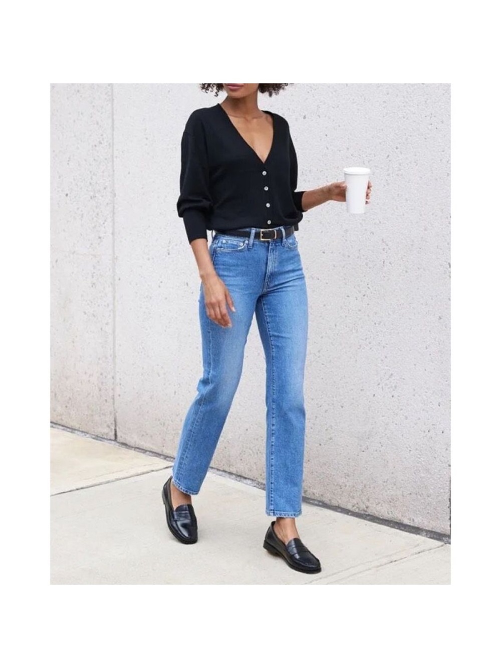 AYR The Lala Jeans Straight Leg Medium Wash Distressed Size 27 S 27” Inseam
